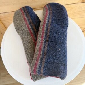 Handmade Long Mittens Up-Cycled Wool Sweaters and Fleece Lining Cozy Warm